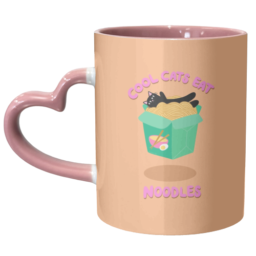 Cool Cats Eat Noodles - unique mug by The Paper Tail