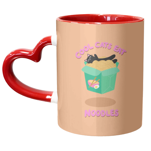 Cool Cats Eat Noodles - unique mug by The Paper Tail