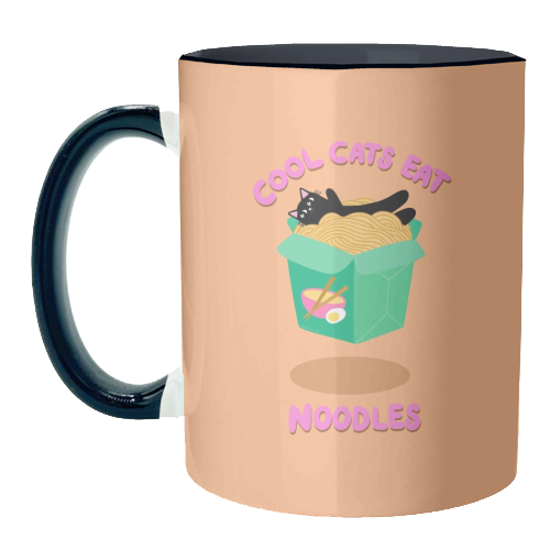 Cool Cats Eat Noodles - unique mug by The Paper Tail