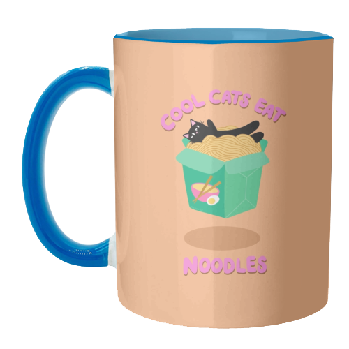 Cool Cats Eat Noodles - unique mug by The Paper Tail
