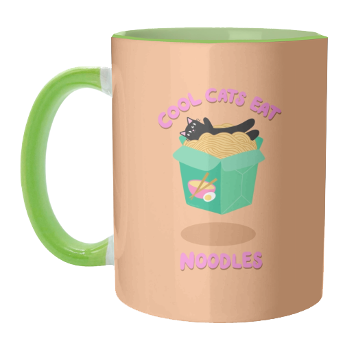 Cool Cats Eat Noodles - unique mug by The Paper Tail