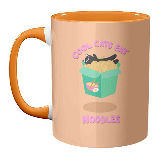 Cool Cats Eat Noodles - unique mug by The Paper Tail