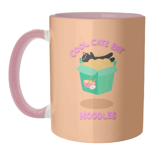 Cool Cats Eat Noodles - unique mug by The Paper Tail
