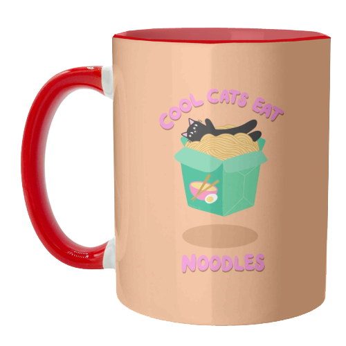 Cool Cats Eat Noodles - unique mug by The Paper Tail