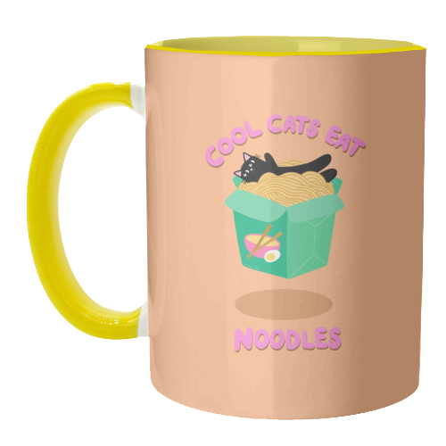 Cool Cats Eat Noodles - unique mug by The Paper Tail