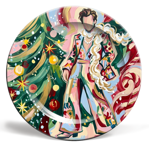 Harry's Christmas Wonderland – Colorful Holiday Pop Art - ceramic dinner plate by haris kavalla