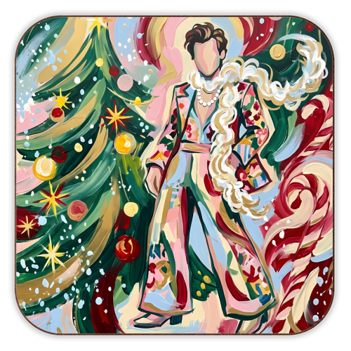 Harry's Christmas Wonderland – Colorful Holiday Pop Art - personalised beer coaster by haris kavalla