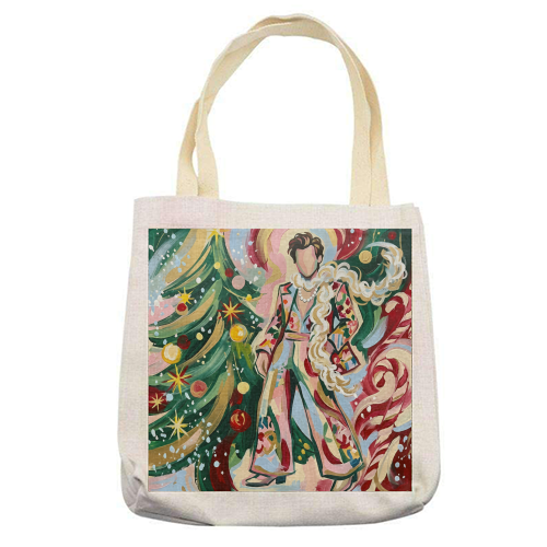 Harry's Christmas Wonderland – Colorful Holiday Pop Art - printed canvas tote bag by haris kavalla