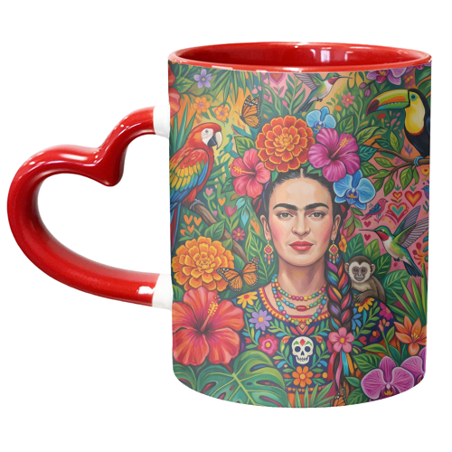 Frida Kahlo: Tropical Jungle - unique mug by haris kavalla