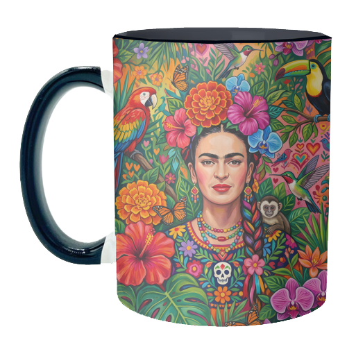 Frida Kahlo: Tropical Jungle - unique mug by haris kavalla