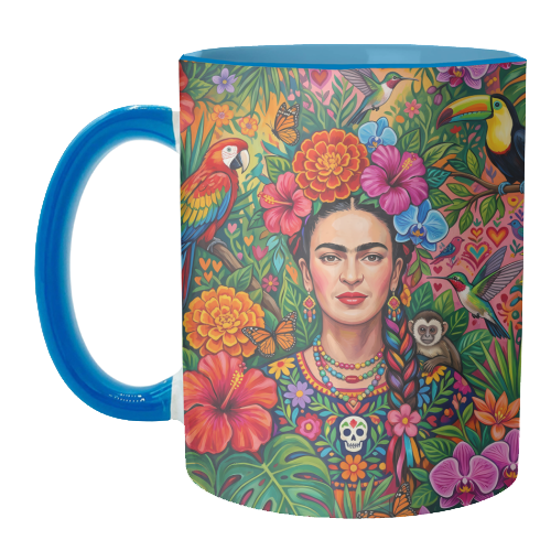 Frida Kahlo: Tropical Jungle - unique mug by haris kavalla
