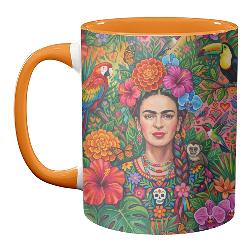 Frida Kahlo: Tropical Jungle - unique mug by haris kavalla