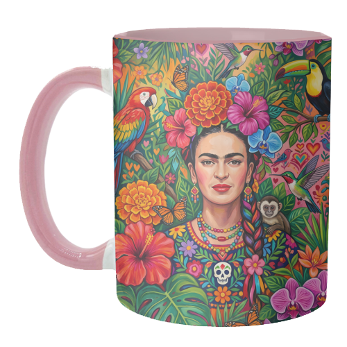 Frida Kahlo: Tropical Jungle - unique mug by haris kavalla