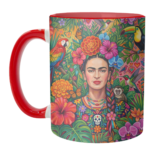 Frida Kahlo: Tropical Jungle - unique mug by haris kavalla