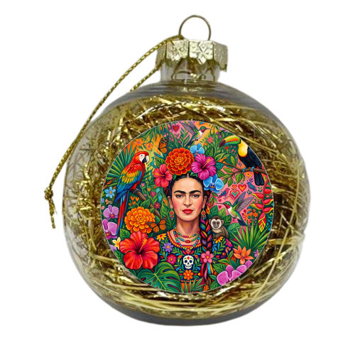 Frida Kahlo: Tropical Jungle - xmas bauble by haris kavalla