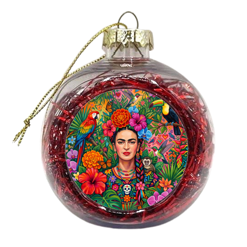 Frida Kahlo: Tropical Jungle - xmas bauble by haris kavalla