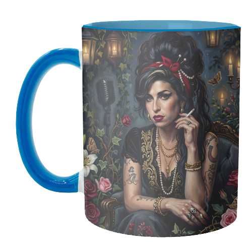 Amy Back to Black Rose - unique mug by haris kavalla