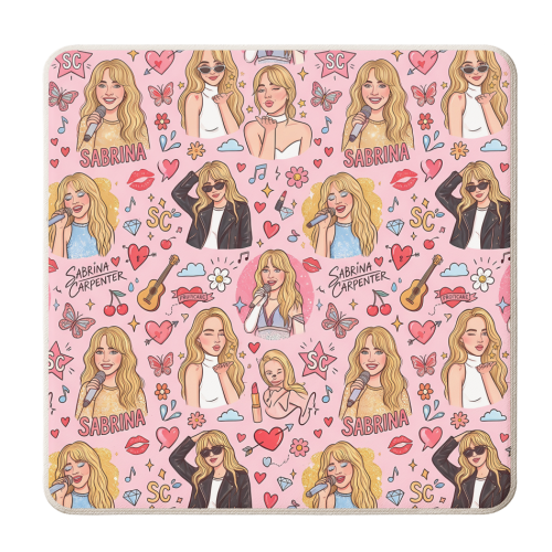 Sabrina C Pop Star Dreamland - personalised beer coaster by haris kavalla
