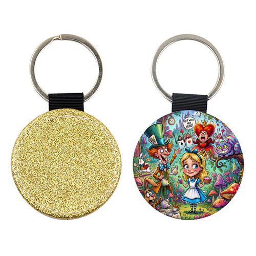 Alice in Wonderland Whimsical Fantasy Artwork – Magical Tea Party Adventure - keyring by haris kavalla