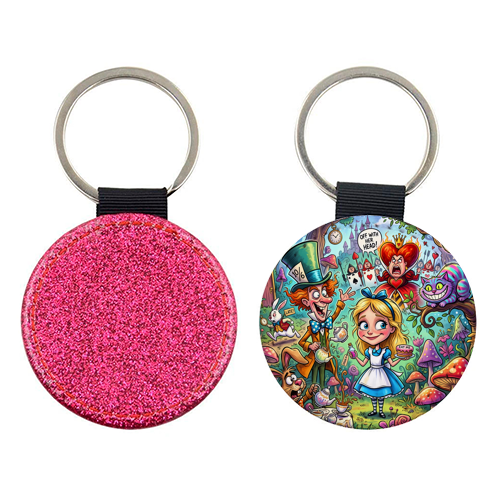 Alice in Wonderland Whimsical Fantasy Artwork – Magical Tea Party Adventure - keyring by haris kavalla