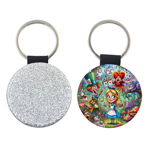 Alice in Wonderland Whimsical Fantasy Artwork – Magical Tea Party Adventure - keyring by haris kavalla