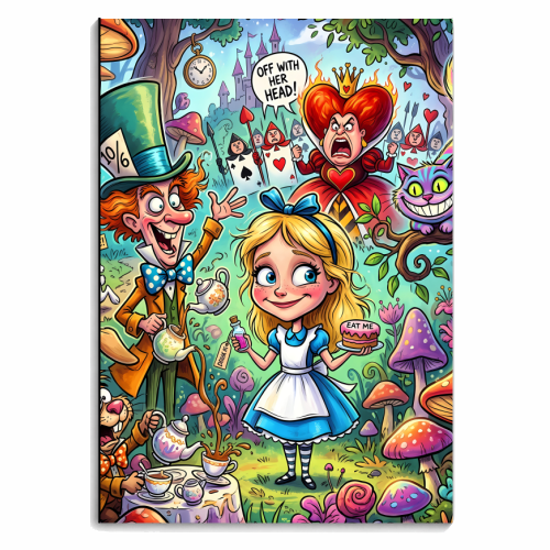 Alice in Wonderland Whimsical Fantasy Artwork – Magical Tea Party Adventure - personalised A4, A5, A6 notebook by haris kavalla