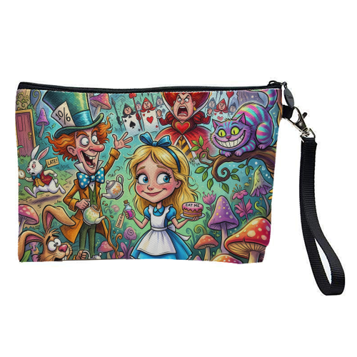 Alice in Wonderland Whimsical Fantasy Artwork – Magical Tea Party Adventure - pretty makeup bag by haris kavalla