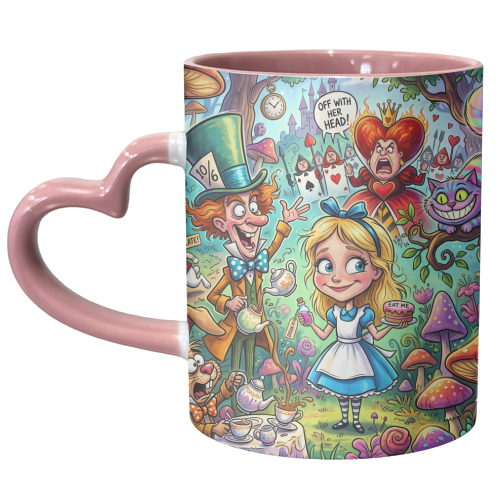 Alice in Wonderland Whimsical Fantasy Artwork – Magical Tea Party Adventure - unique mug by haris kavalla
