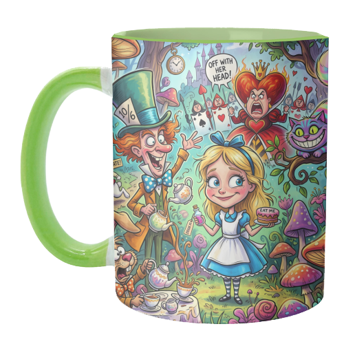 Alice in Wonderland Whimsical Fantasy Artwork – Magical Tea Party Adventure - unique mug by haris kavalla