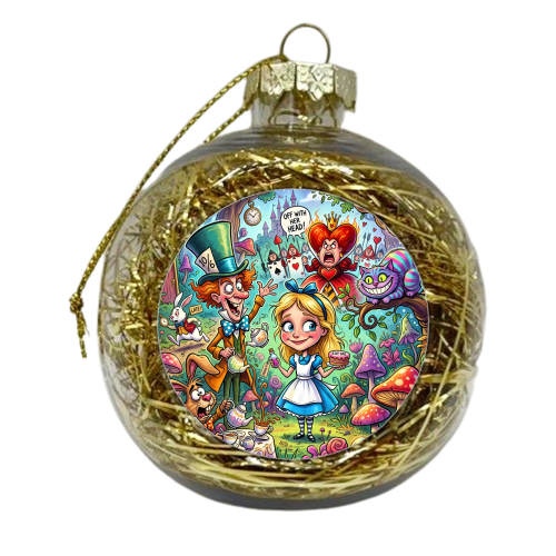 Alice in Wonderland Whimsical Fantasy Artwork – Magical Tea Party Adventure - xmas bauble by haris kavalla