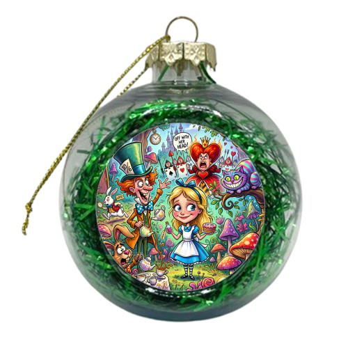 Alice in Wonderland Whimsical Fantasy Artwork – Magical Tea Party Adventure - xmas bauble by haris kavalla