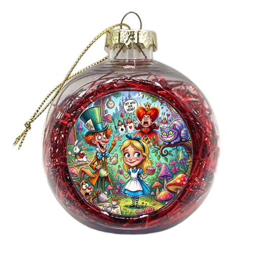 Alice in Wonderland Whimsical Fantasy Artwork – Magical Tea Party Adventure - xmas bauble by haris kavalla