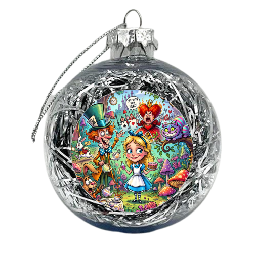 Alice in Wonderland Whimsical Fantasy Artwork – Magical Tea Party Adventure - xmas bauble by haris kavalla