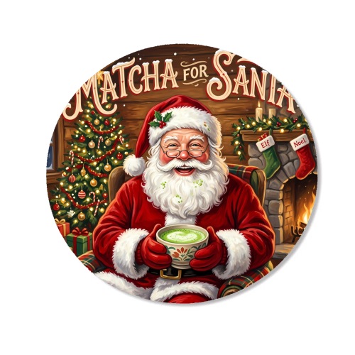 Santa Matcha Christmas Artwork – Cozy Santa Claus Holiday Tea - Magnet by haris kavalla