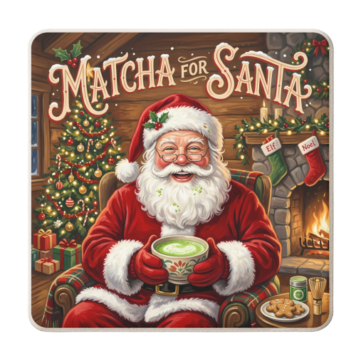 Santa Matcha Christmas Artwork – Cozy Santa Claus Holiday Tea - personalised beer coaster by haris kavalla