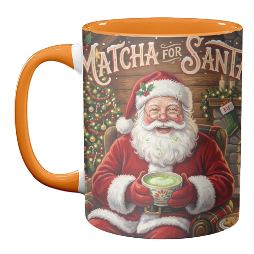 Santa Matcha Christmas Artwork – Cozy Santa Claus Holiday Tea - unique mug by haris kavalla