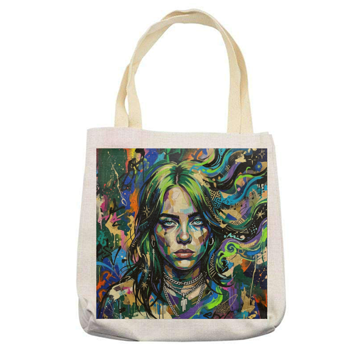 Electric Billie - printed canvas tote bag by haris kavalla