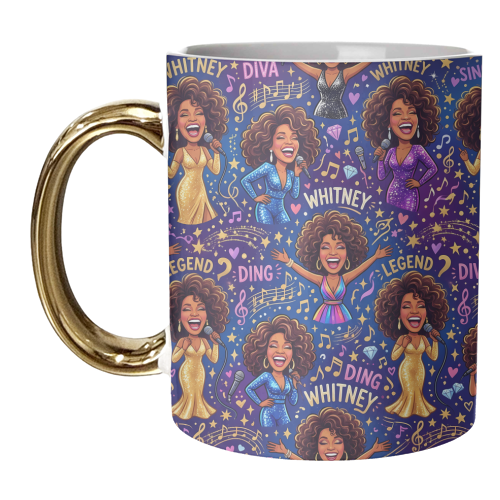 Whitney Houston: Queen of the Spotlight - unique mug by haris kavalla