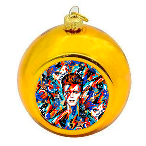 David Bowie: Stardust & Lightning - colourful christmas bauble by haris kavalla