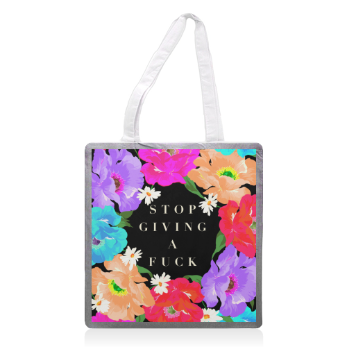 STOP GIVING A F*CK POPPY - printed canvas tote bag by PEARL & CLOVER