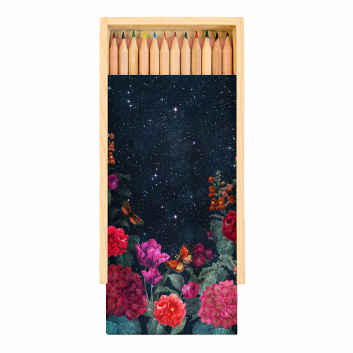 MIDNIGHT FLORAL - Coloured Pencils with Box by PEARL & CLOVER