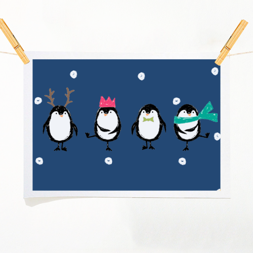 CUTE PENGUINS - A1 - A4 art print by PEARL & CLOVER