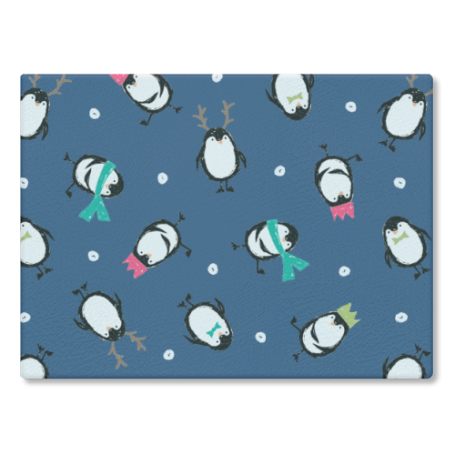 CUTE PENGUINS - glass chopping board by PEARL & CLOVER