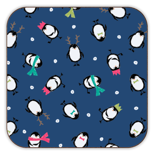 CUTE PENGUINS - personalised beer coaster by PEARL & CLOVER