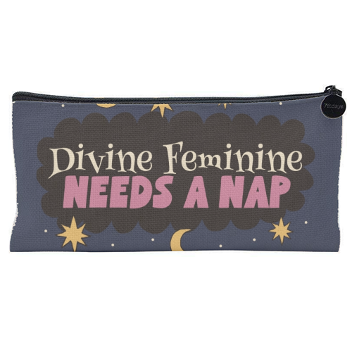 Divine Feminine needs a nap - flat pencil case by Giddy Kipper