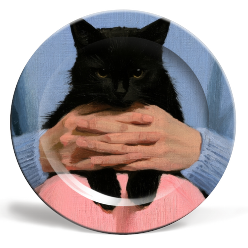 Cat on my laps - ceramic dinner plate by DejaReve