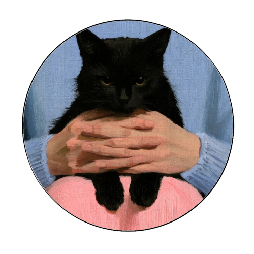 Cat on my laps - Circle Sticker by DejaReve