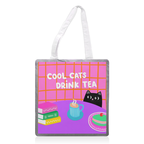 Cats Drink Tea - printed canvas tote bag by The Paper Tail