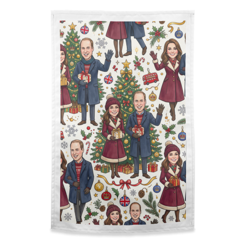 Prince William & Kate Christmas Pattern - funny tea towel by haris kavalla