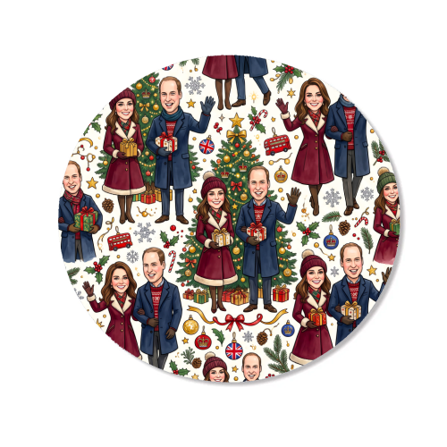 Prince William & Kate Christmas Pattern - Magnet by haris kavalla